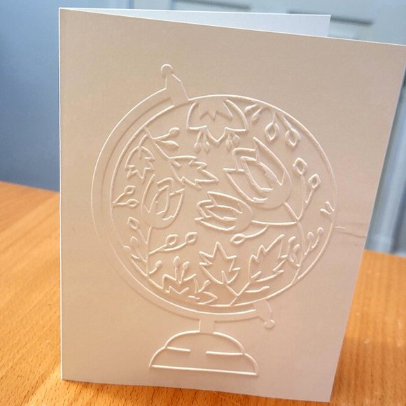 Hand Crafted Other - Embossed Globe, Set of 6 Cards, Floral Globe, Travel, Map, Compass, World Travel